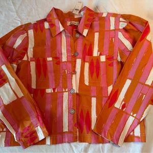 Anthropologie Fun Spring Jacket. Lightweight cheery pink and orange!
